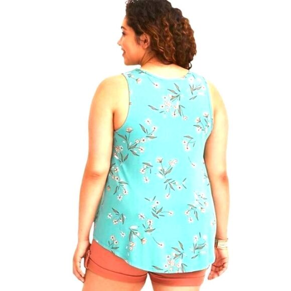 Torrid Teal Floral Jersey Tank. - Picture 8 of 13